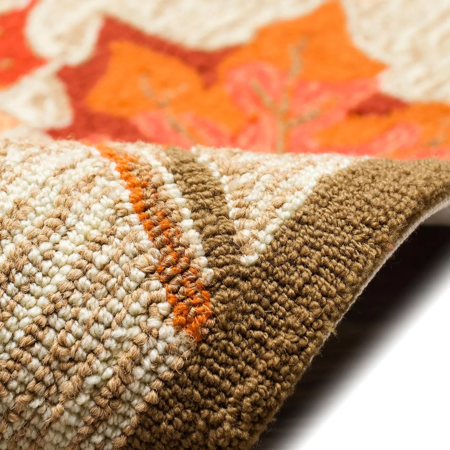 Area Rugs>Plow & Hearth Indoor/Outdoor Falling Leaves Border Rug, 3'6" x 5'6"