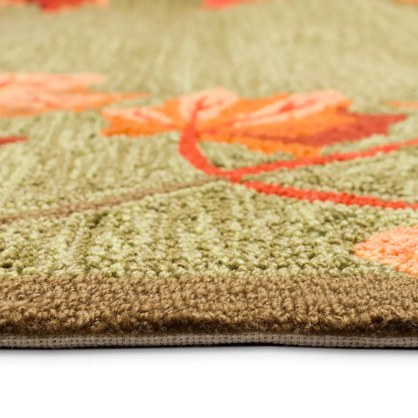 Area Rugs>Plow & Hearth Indoor/Outdoor Falling Leaves Border Rug, 3'6" x 5'6"