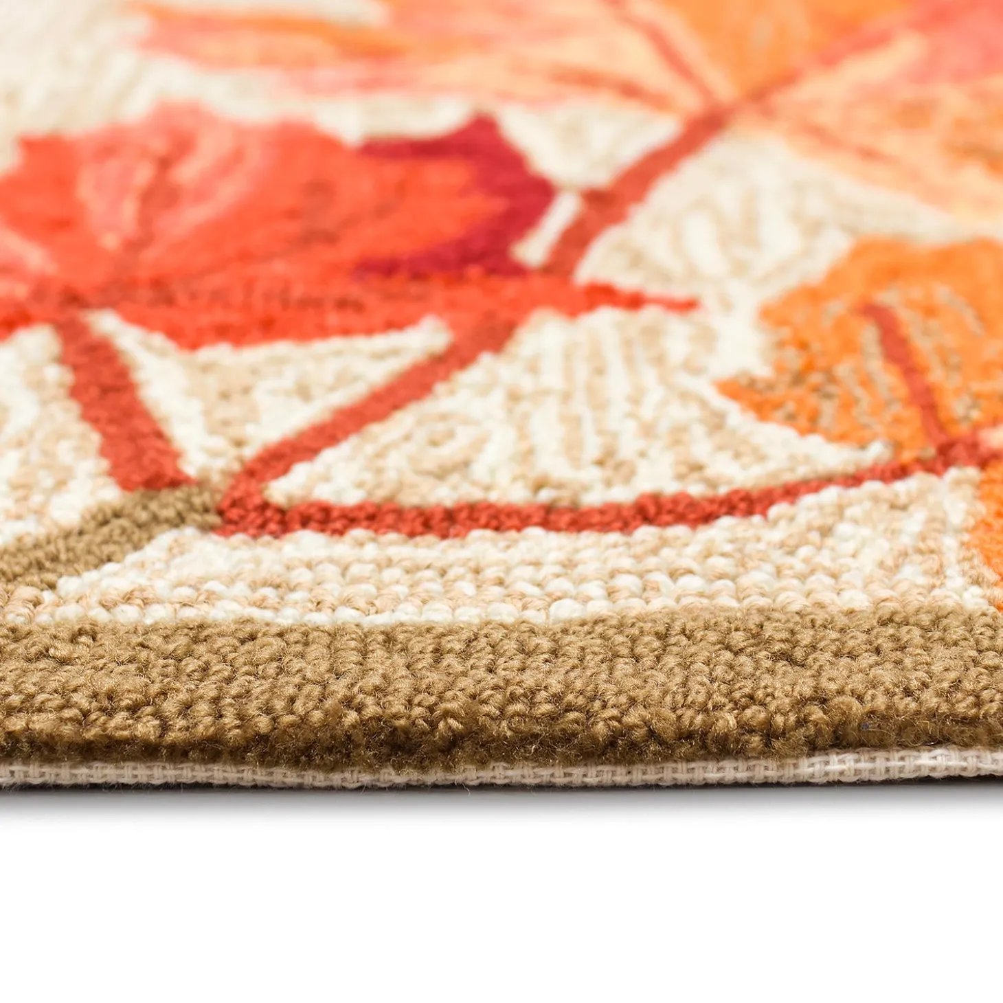 Area Rugs>Plow & Hearth Indoor/Outdoor Falling Leaves Border Rug, 3'6" x 5'6"