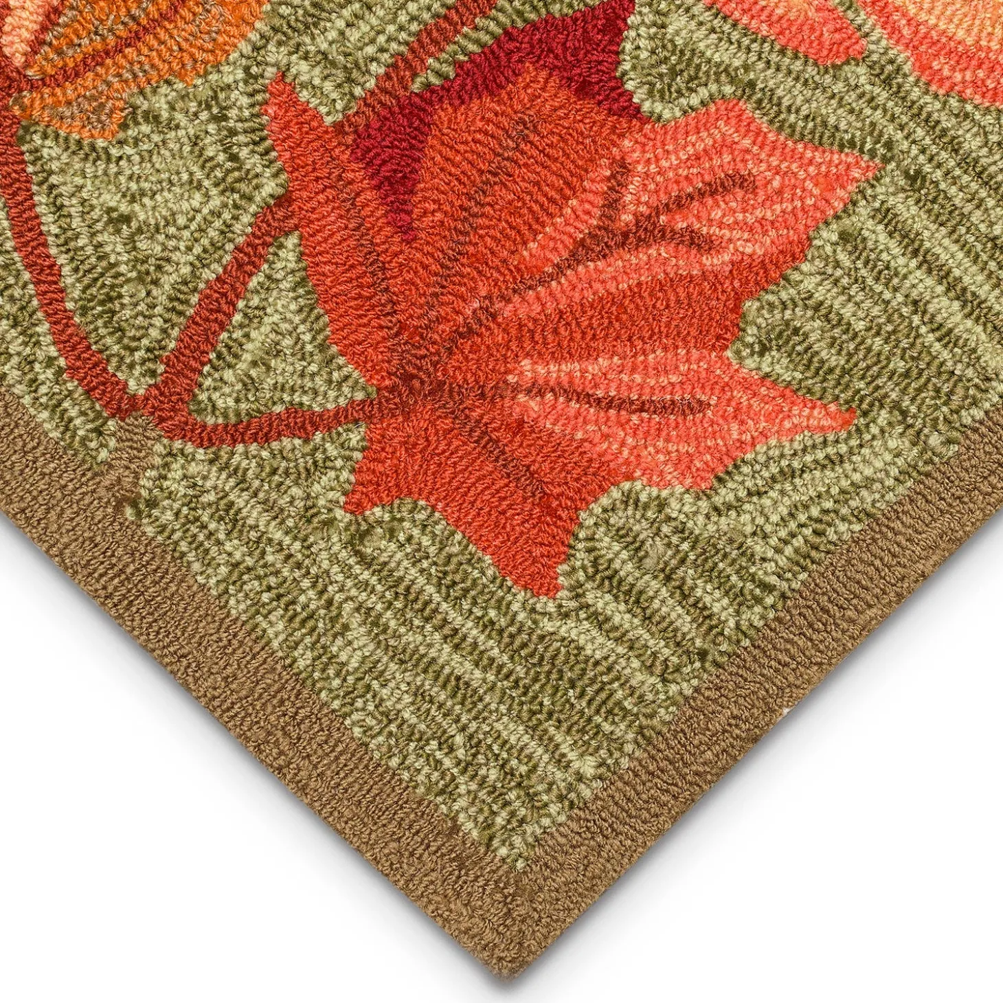 Area Rugs>Plow & Hearth Indoor/Outdoor Falling Leaves Border Rug, 3'6" x 5'6"