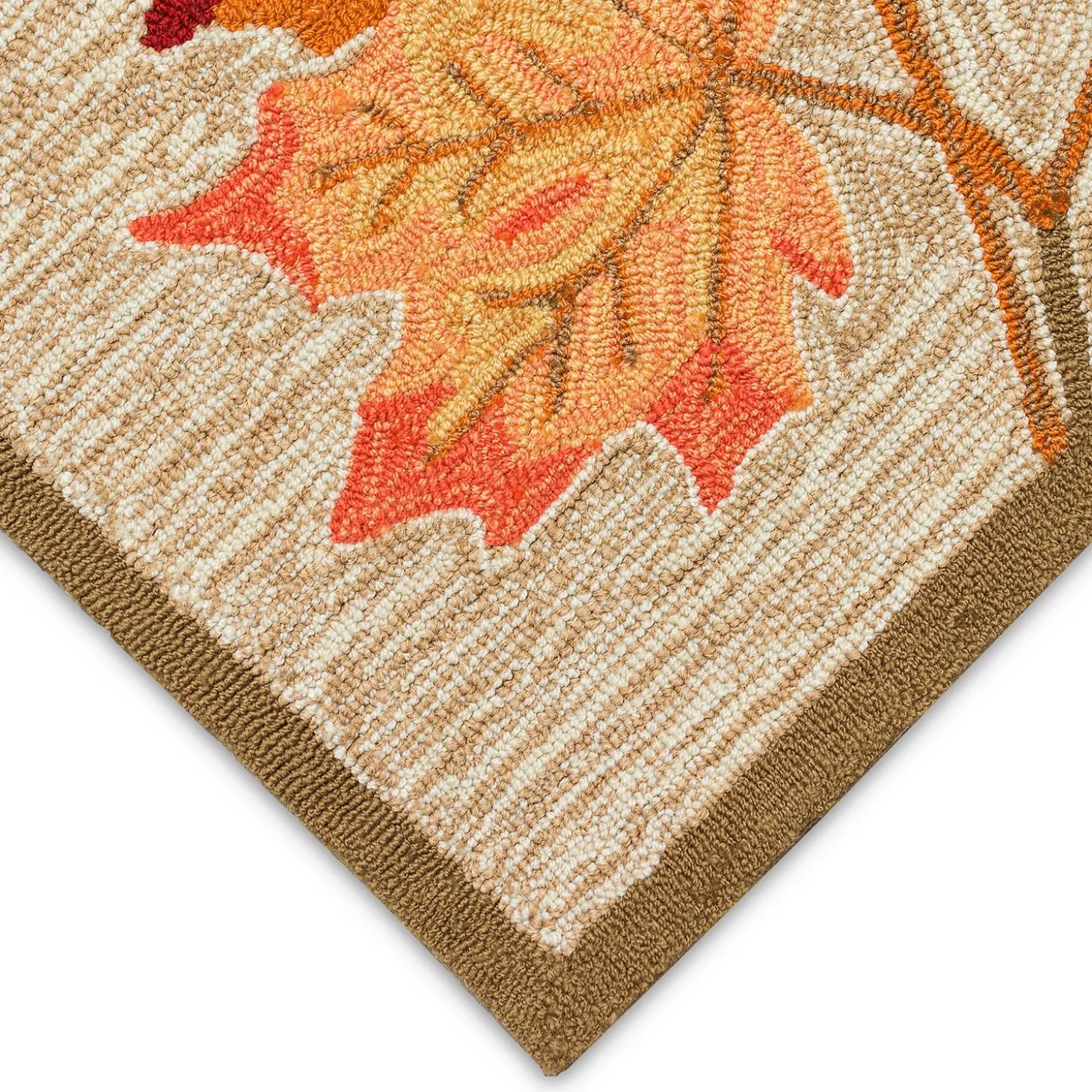 Area Rugs>Plow & Hearth Indoor/Outdoor Falling Leaves Border Rug, 3'6" x 5'6"