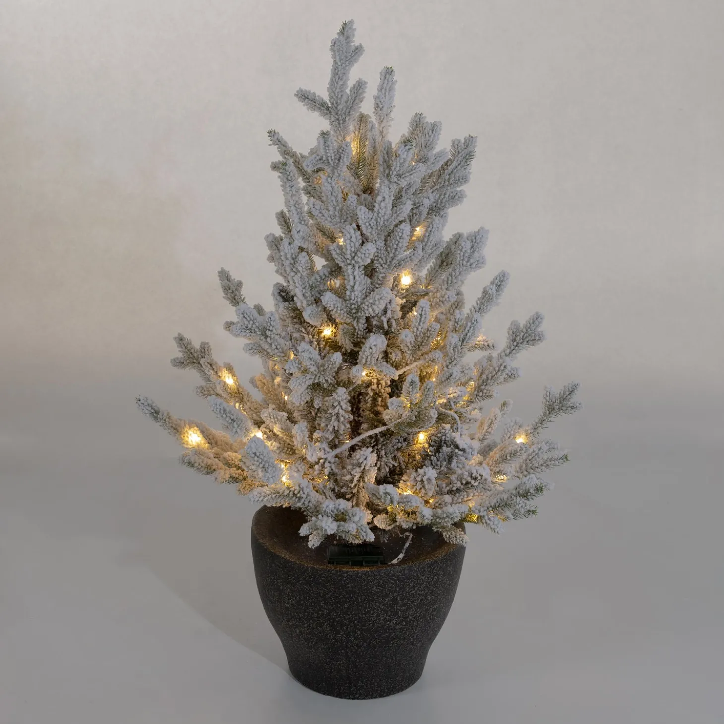Lighted Trees & Garlands>Plow & Hearth Indoor/Outdoor Flocked Roanoke Spruce Potted Tree with Warm White LEDs