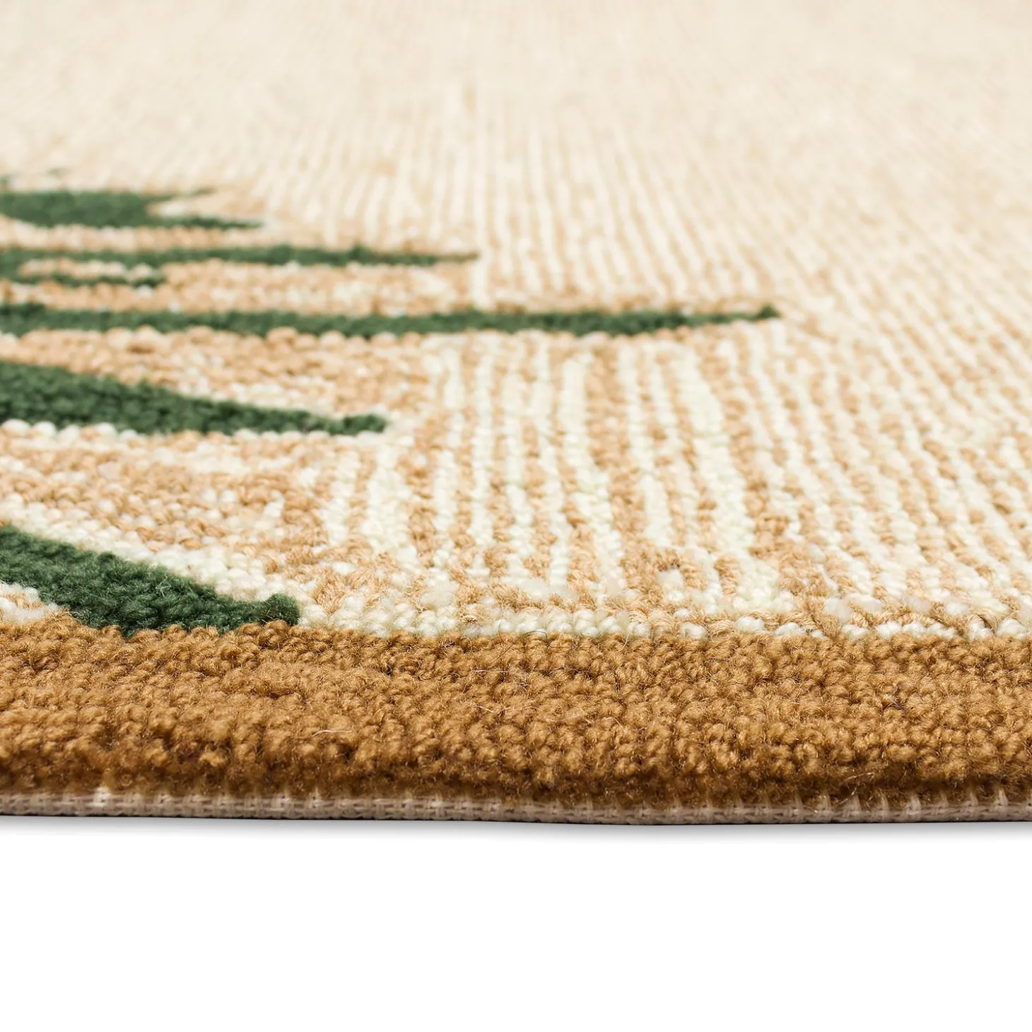 Runners>Plow & Hearth Indoor/Outdoor Forest Lake Border Rug, 2' x 8' Runner Natural
