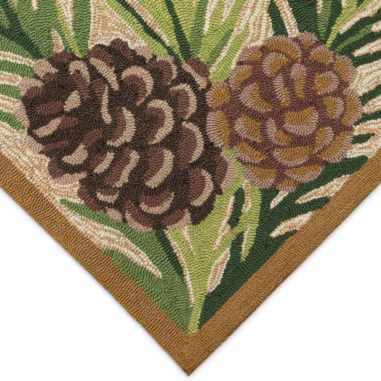 Area Rugs>Plow & Hearth Indoor/Outdoor Forest Lake Border Rug, 42" x 66" Natural
