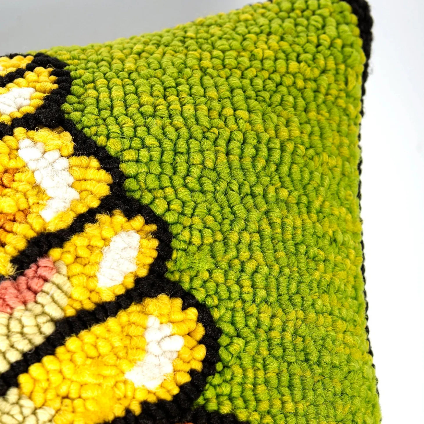 Outdoor Throw Pillows | Decorative Pillows>Plow & Hearth Indoor/Outdoor Green Butterfly Hand Hooked Polypropylene Throw Pillow