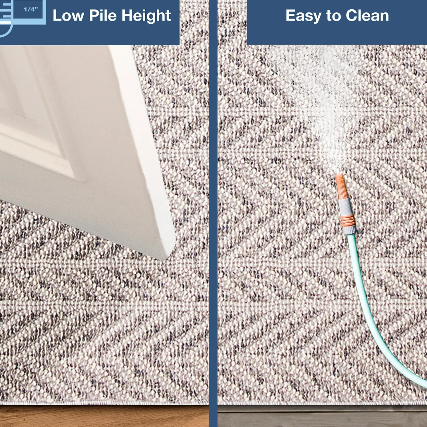 Area Rugs>Plow & Hearth Indoor/Outdoor Kitty Hawk Chevron Rug, 5'3" x 7'3" Silver