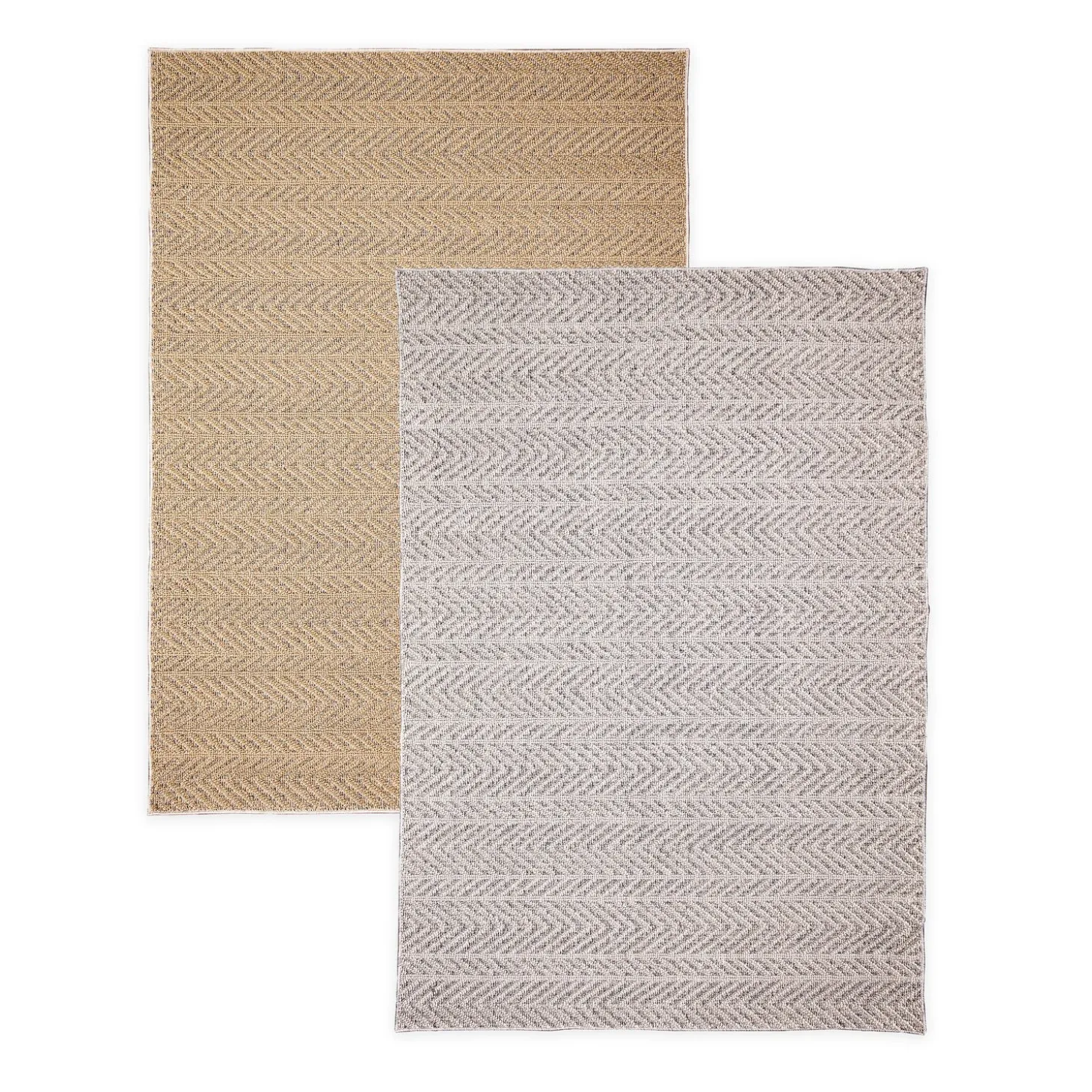 Area Rugs>Plow & Hearth Indoor/Outdoor Kitty Hawk Chevron Rug, 5'3" x 7'3" Silver