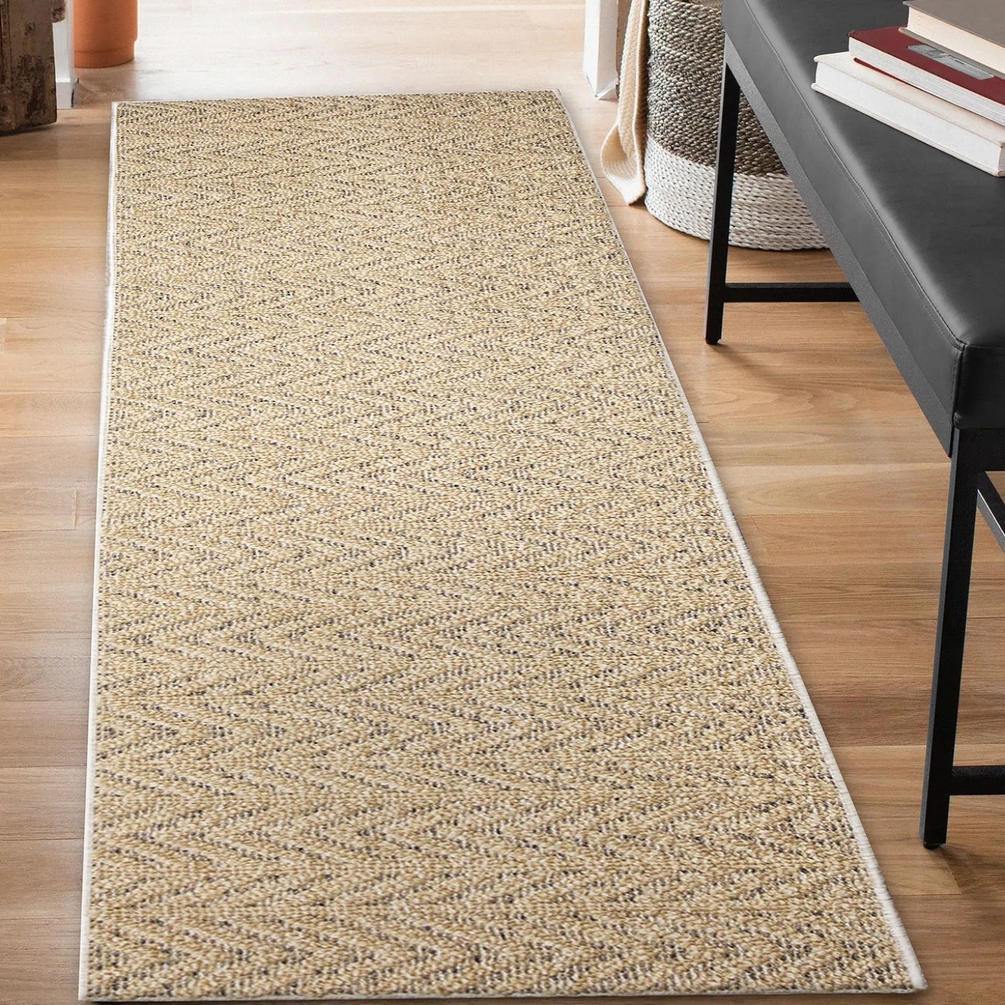 Area Rugs>Plow & Hearth Indoor/Outdoor Kitty Hawk Chevron Rug, 5'3" x 7'3" Silver