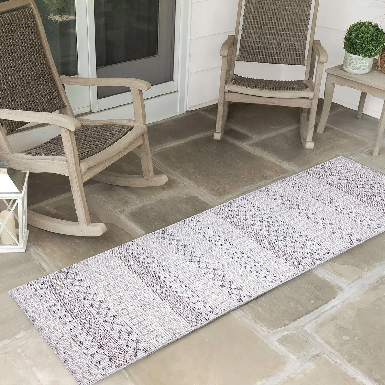 Area Rugs>Plow & Hearth Indoor/Outdoor Kitty Hawk Striped Rug, 5'3" x 7'3"