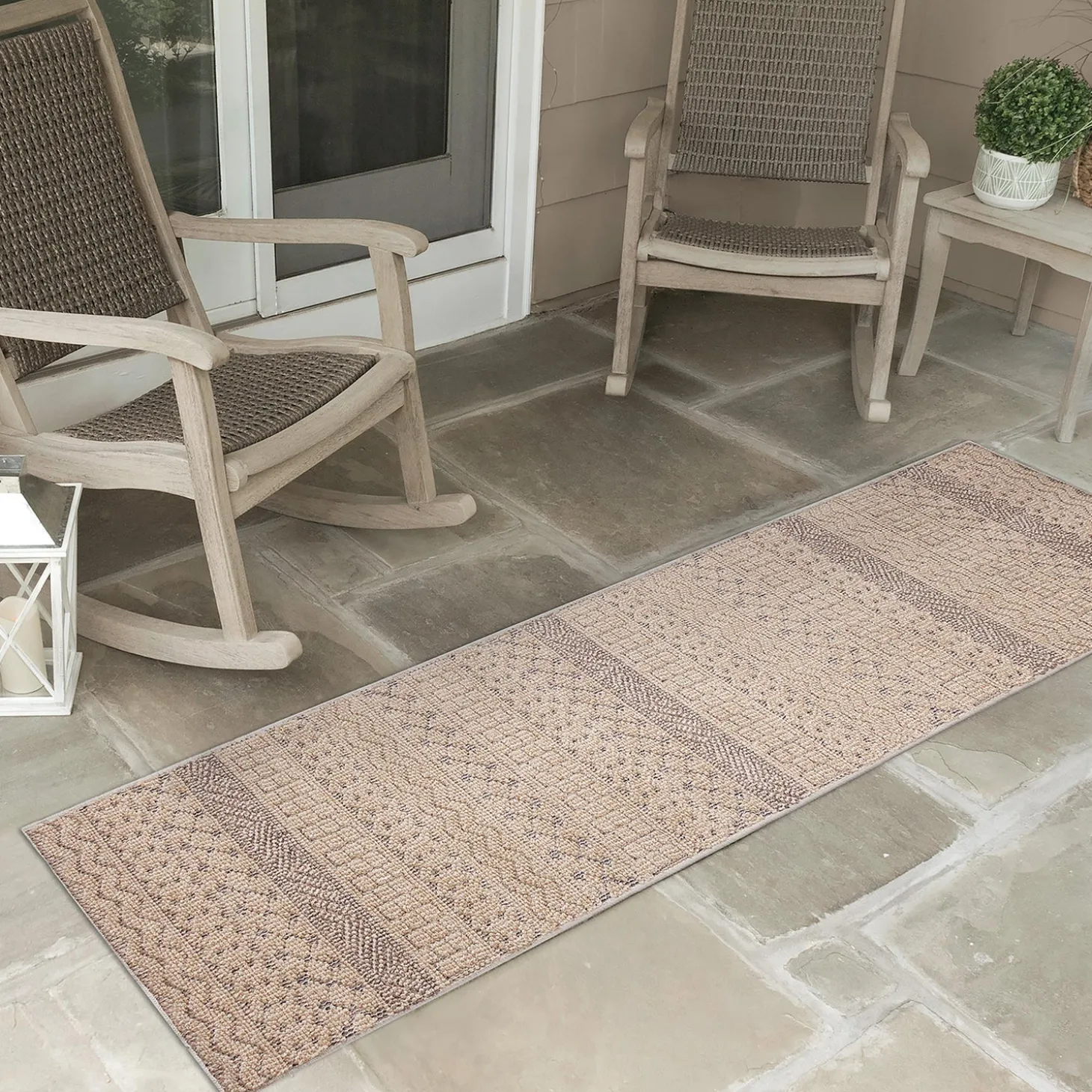Area Rugs>Plow & Hearth Indoor/Outdoor Kitty Hawk Striped Rug, 5'3" x 7'3"