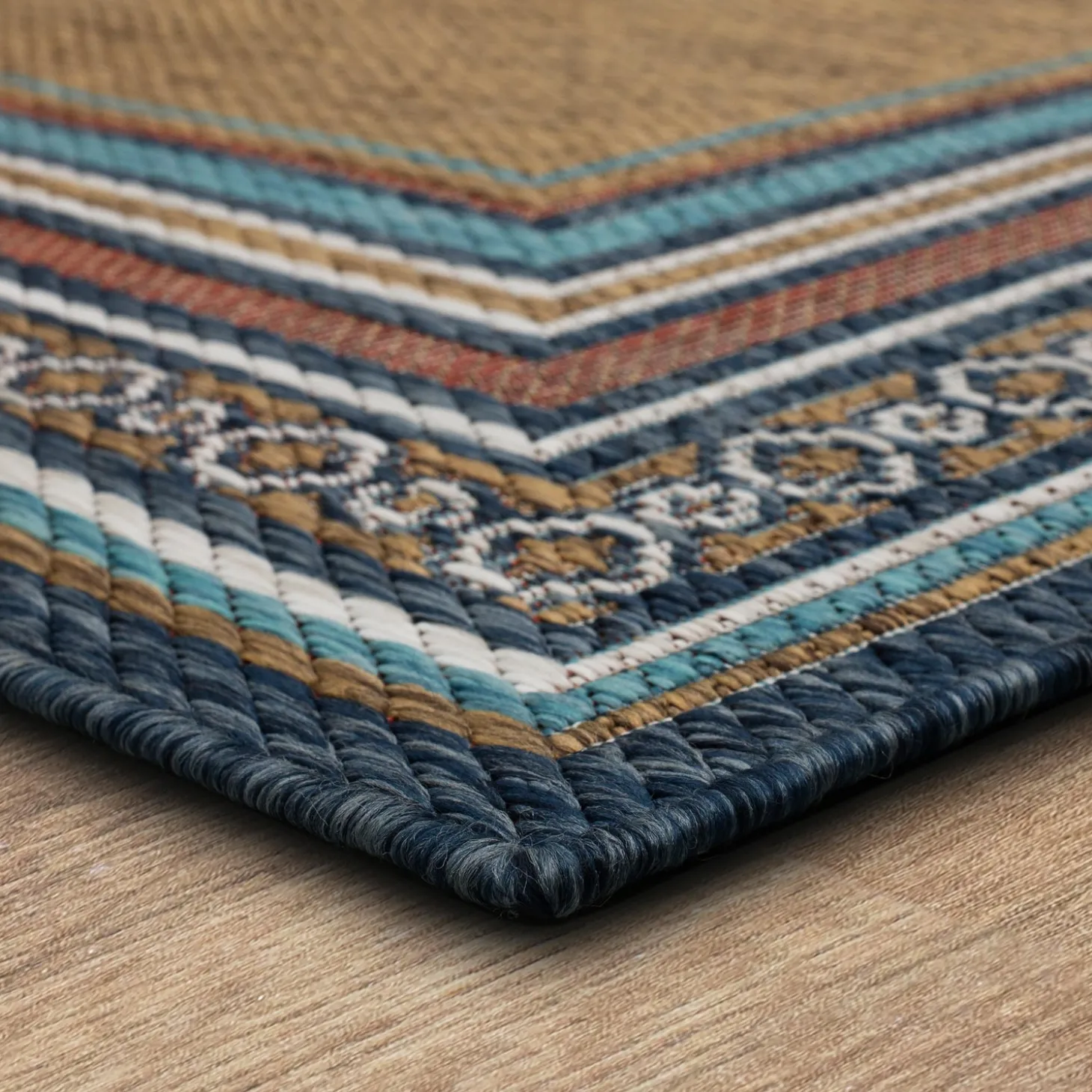Area Rugs>Plow & Hearth Indoor/Outdoor La Grange Border Polypropylene Rug, 8' x 10'