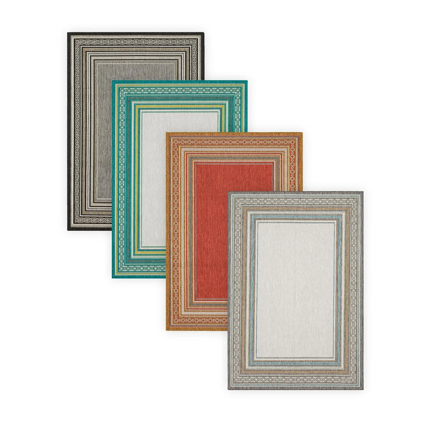 Area Rugs>Plow & Hearth Indoor/Outdoor La Grange Border Polypropylene Rug, 4' x 5'6"