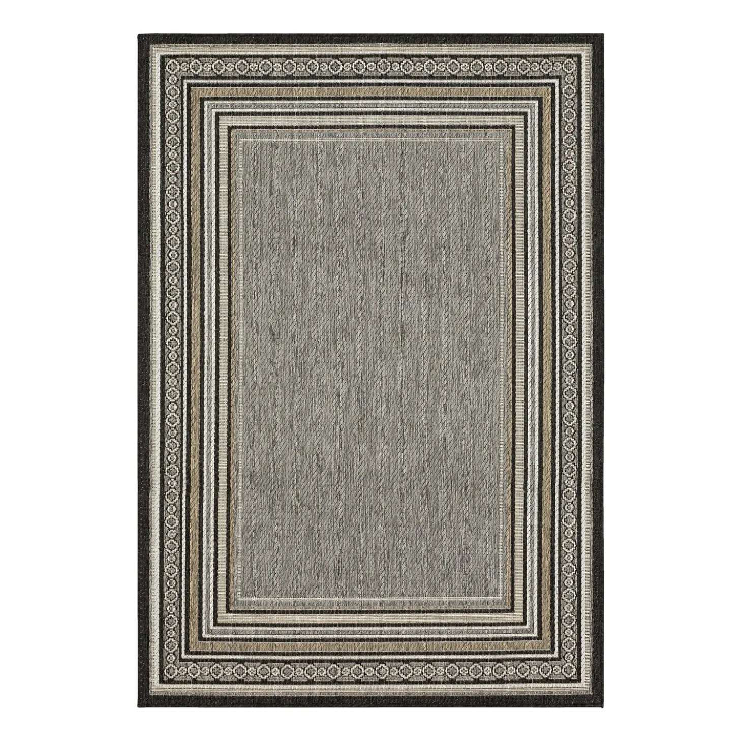 Area Rugs>Plow & Hearth Indoor/Outdoor La Grange Border Polypropylene Rug, 4' x 5'6"