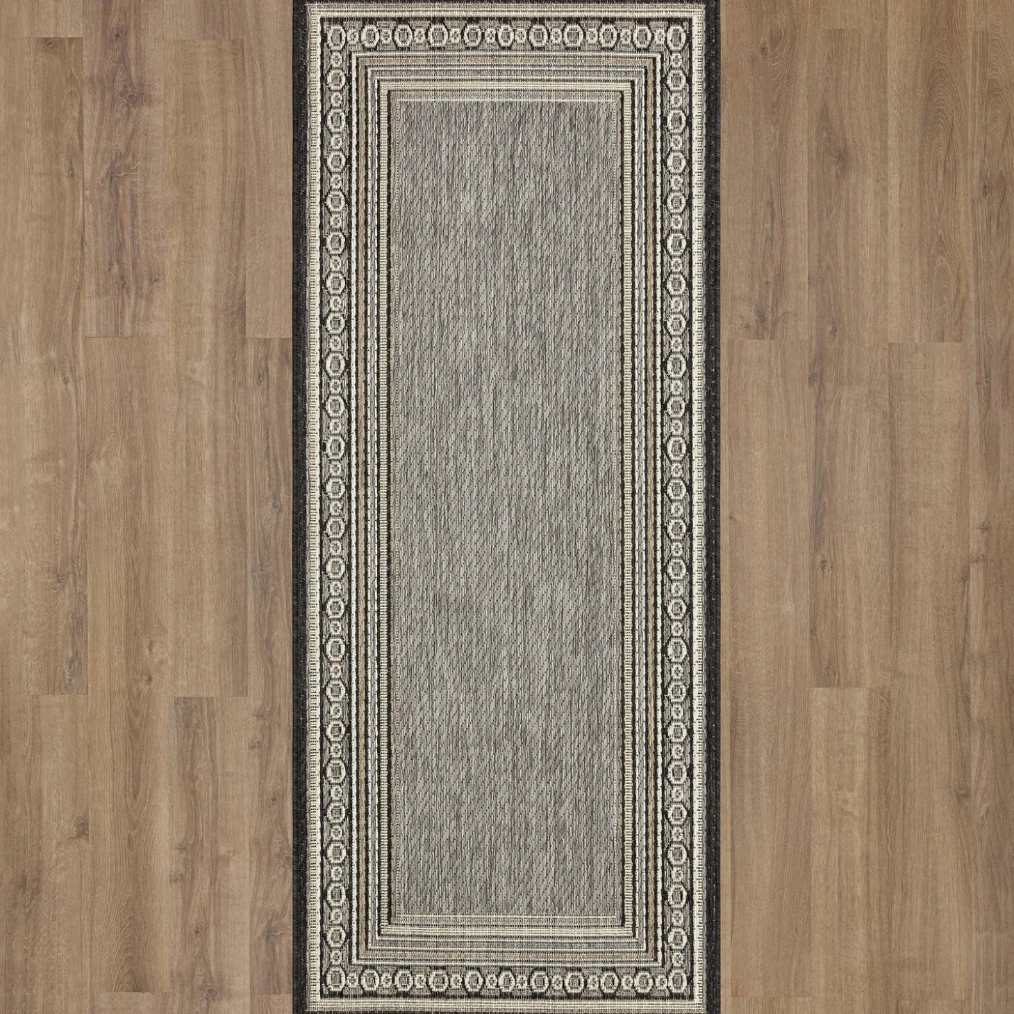 Area Rugs>Plow & Hearth Indoor/Outdoor La Grange Border Polypropylene Rug, 5'3" x 7'6"
