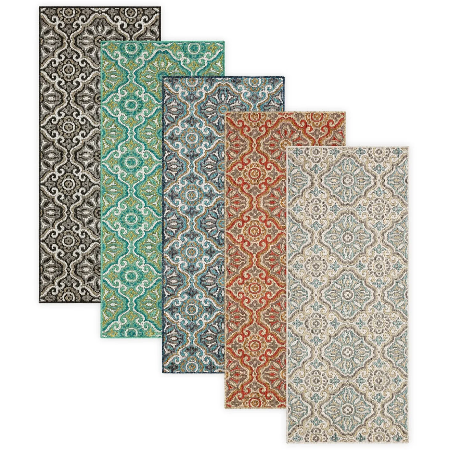 Area Rugs>Plow & Hearth Indoor/Outdoor La Grange Tile Polypropylene Rug, 4' x 5'6"