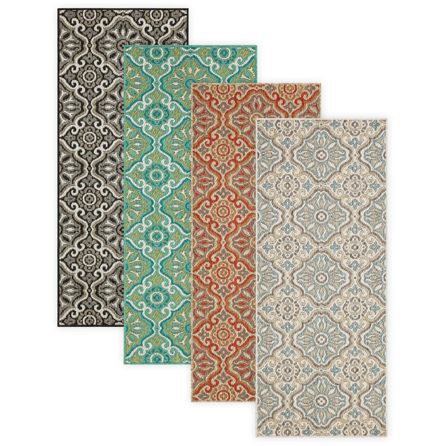 Area Rugs>Plow & Hearth Indoor/Outdoor La Grange Tile Polypropylene Rug, 4' x 5'6"