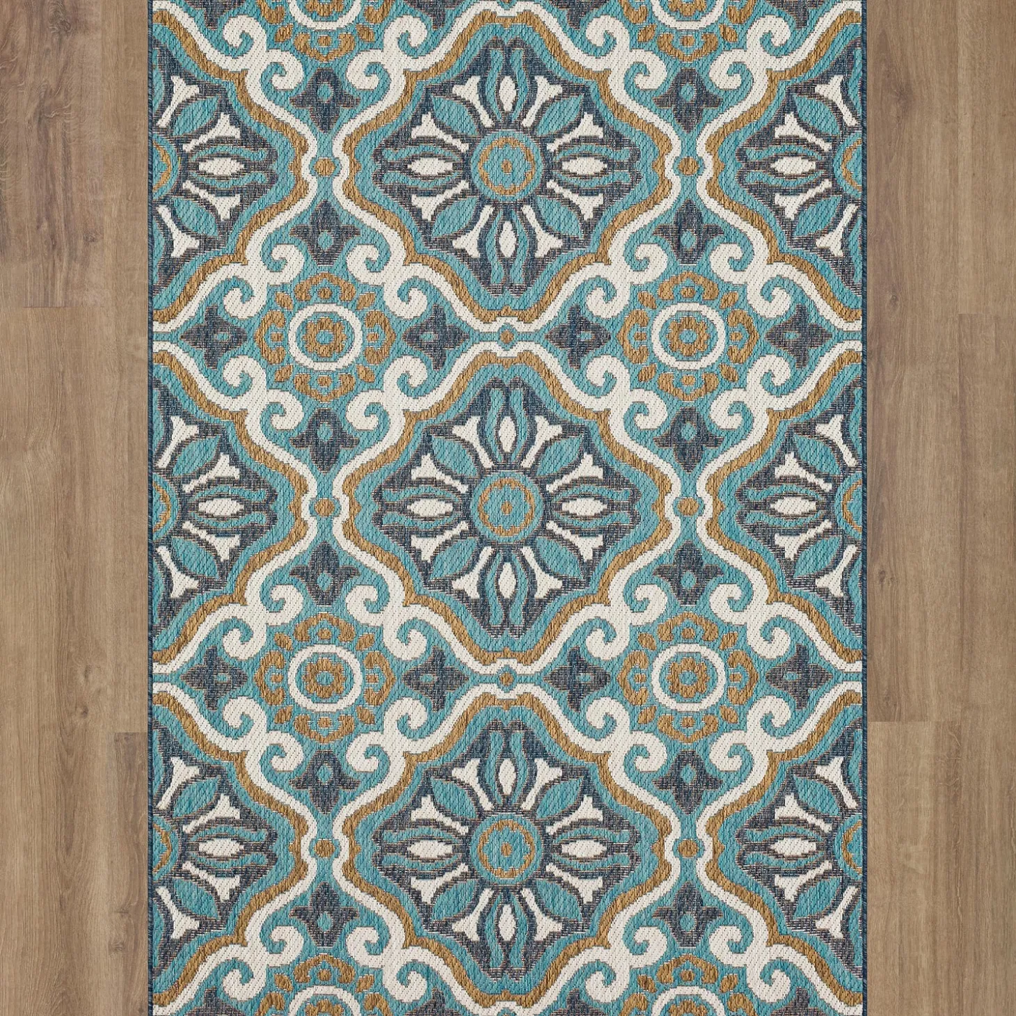 Area Rugs>Plow & Hearth Indoor/Outdoor La Grange Tile Polypropylene Rug, 4' x 5'6"
