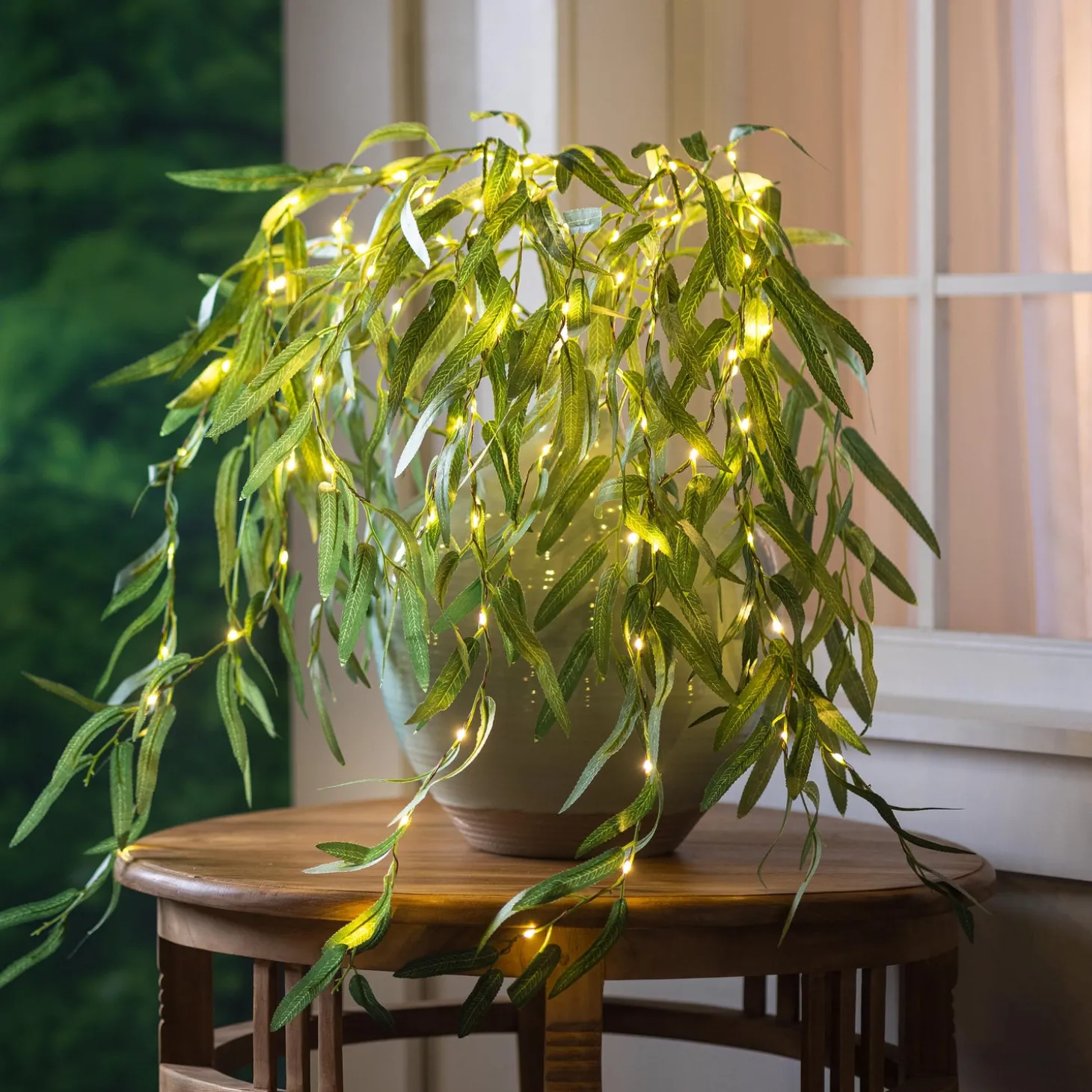 Faux Flowers & Plants | Lighted Trees & Garlands>Plow & Hearth Indoor/Outdoor Lighted Green Willow Tree Branches, Set of 2