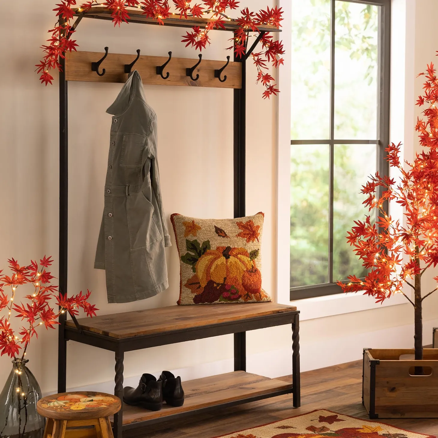 Faux Flowers & Plants | Lighted Trees & Garlands>Plow & Hearth Indoor/Outdoor Lighted Japanese Maple Tree Branches, Set of 2