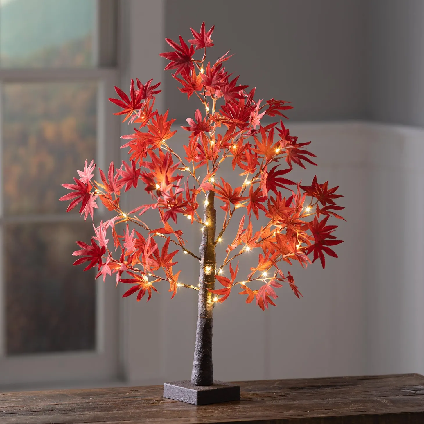 Lighted Trees & Garlands>Plow & Hearth Indoor/Outdoor Lighted Tabletop Japanese Maple Tree with 40 Lights