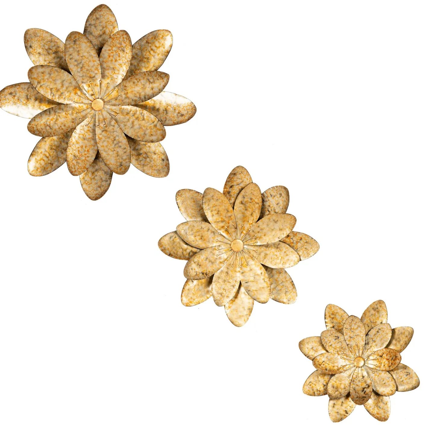 Outdoor Wall Art | Wall Art>Plow & Hearth Indoor/Outdoor Metal Flower Wall Art, Set of 3