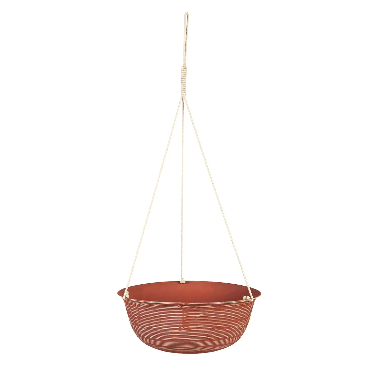 Planters & Plant Stands>Plow & Hearth Indoor/Outdoor Metal Hanging Planters with Terra Cotta Finish, Set of 2