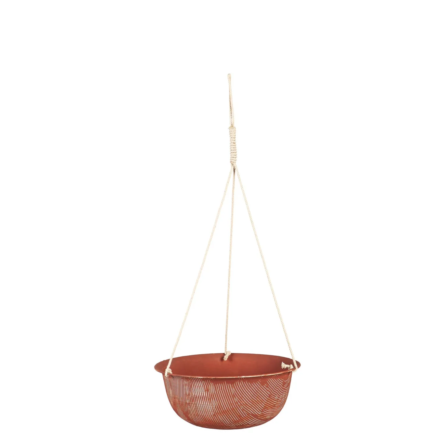 Planters & Plant Stands>Plow & Hearth Indoor/Outdoor Metal Hanging Planters with Terra Cotta Finish, Set of 2