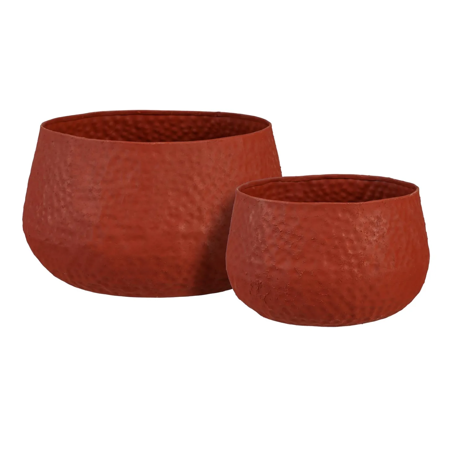 Planters & Plant Stands | Planters & Vases>Plow & Hearth Indoor/Outdoor Nested Metal Planters with Terra Cotta Finish, Set of 2
