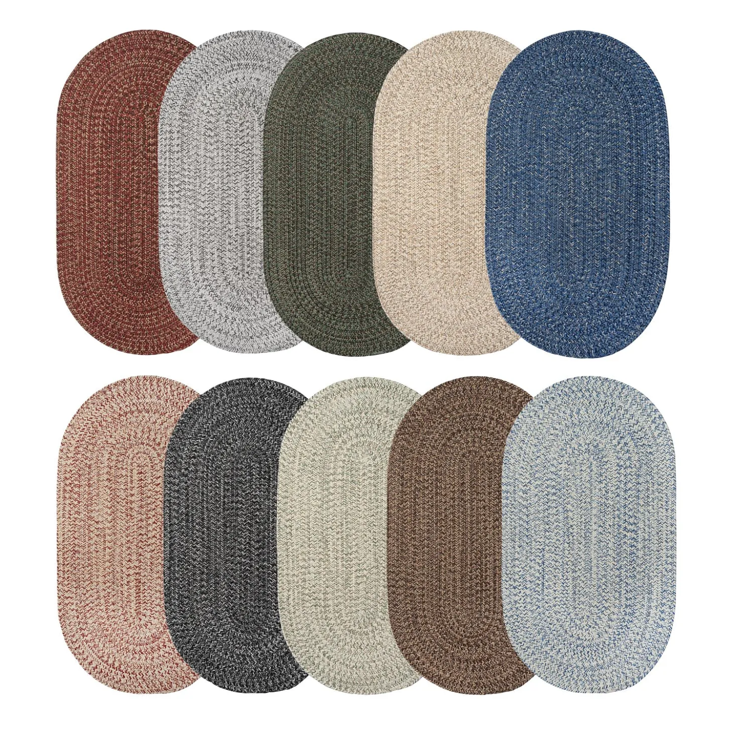 Area Rugs>Plow & Hearth Indoor/Outdoor Oval Pine Creek Braided Polypropylene Rug, 2'7" x 9' Runner