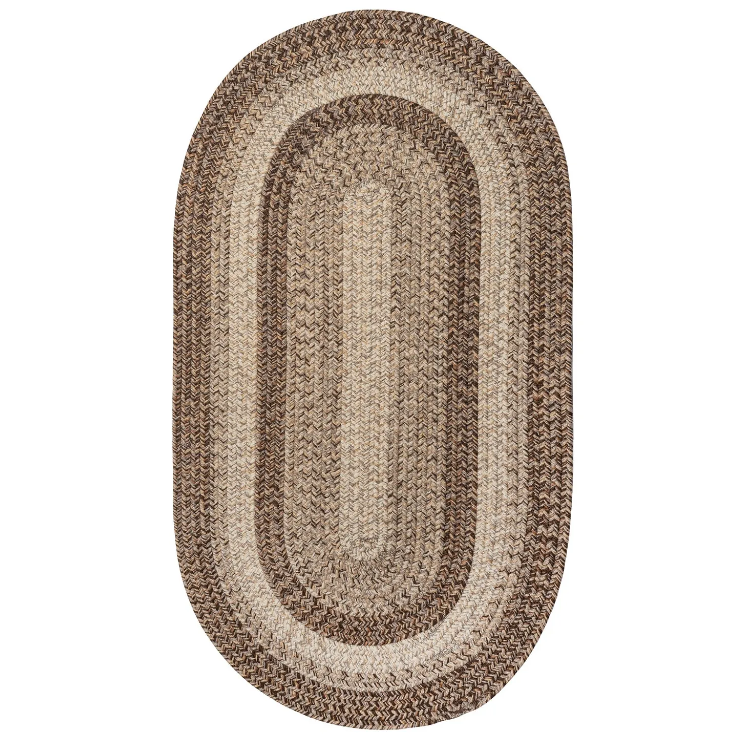 Area Rugs>Plow & Hearth Indoor/Outdoor Oval Woodridge Braided Polypropylene Rug, 2'7" x 9' Runner
