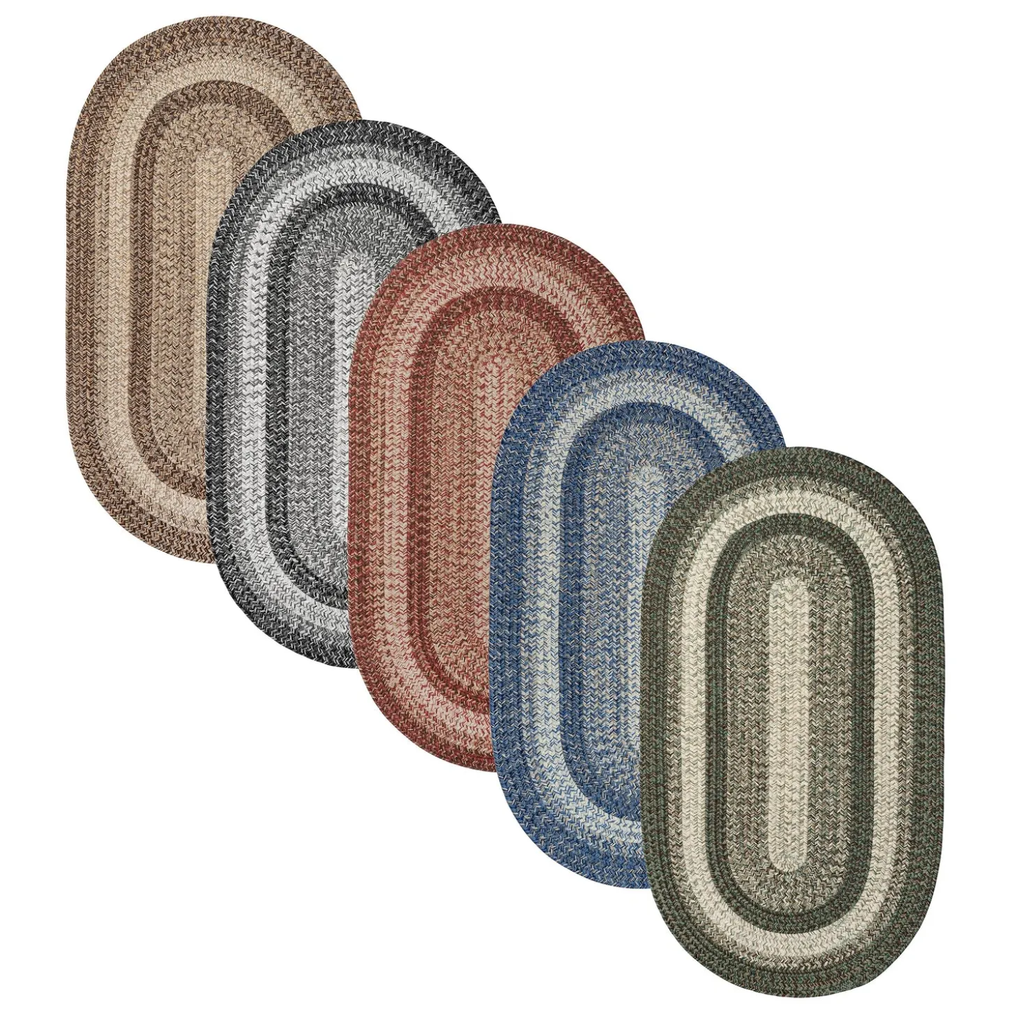 Area Rugs>Plow & Hearth Indoor/Outdoor Oval Woodridge Braided Polypropylene Rug, 2'7" x 9' Runner