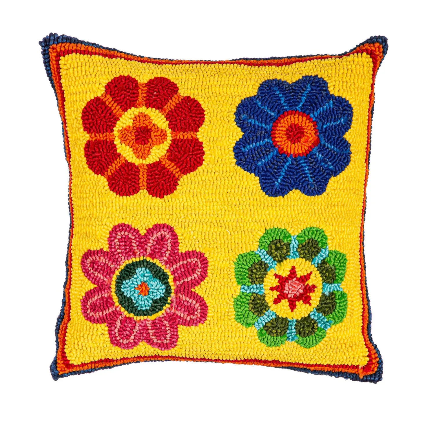 Outdoor Throw Pillows | Decorative Pillows>Plow & Hearth Indoor/Outdoor Palermo Floral Hooked Polypropylene Throw Pillow
