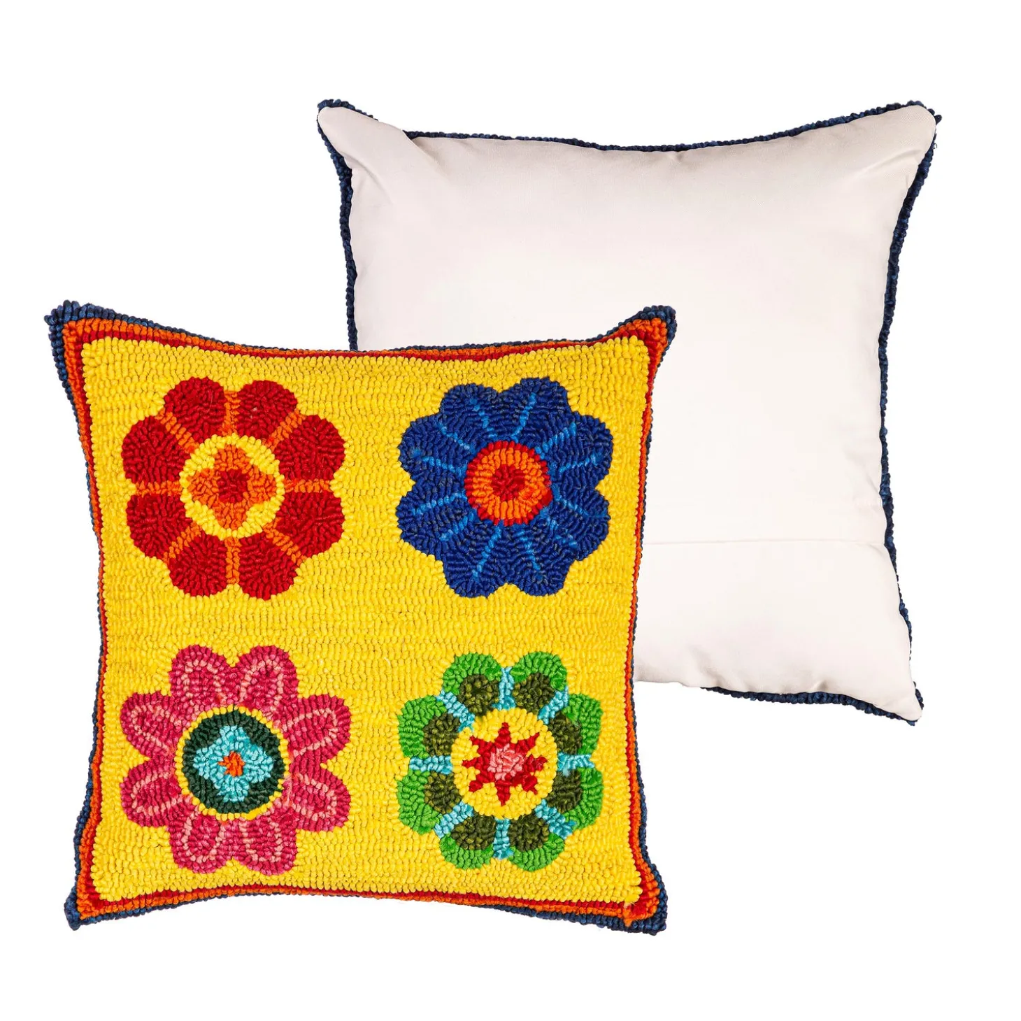 Outdoor Throw Pillows | Decorative Pillows>Plow & Hearth Indoor/Outdoor Palermo Floral Hooked Polypropylene Throw Pillow