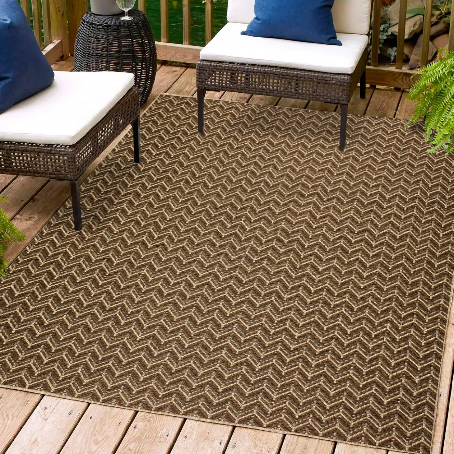 Area Rugs>Plow & Hearth Indoor/Outdoor Santa Anna Chevron Rug, 20" x 30"