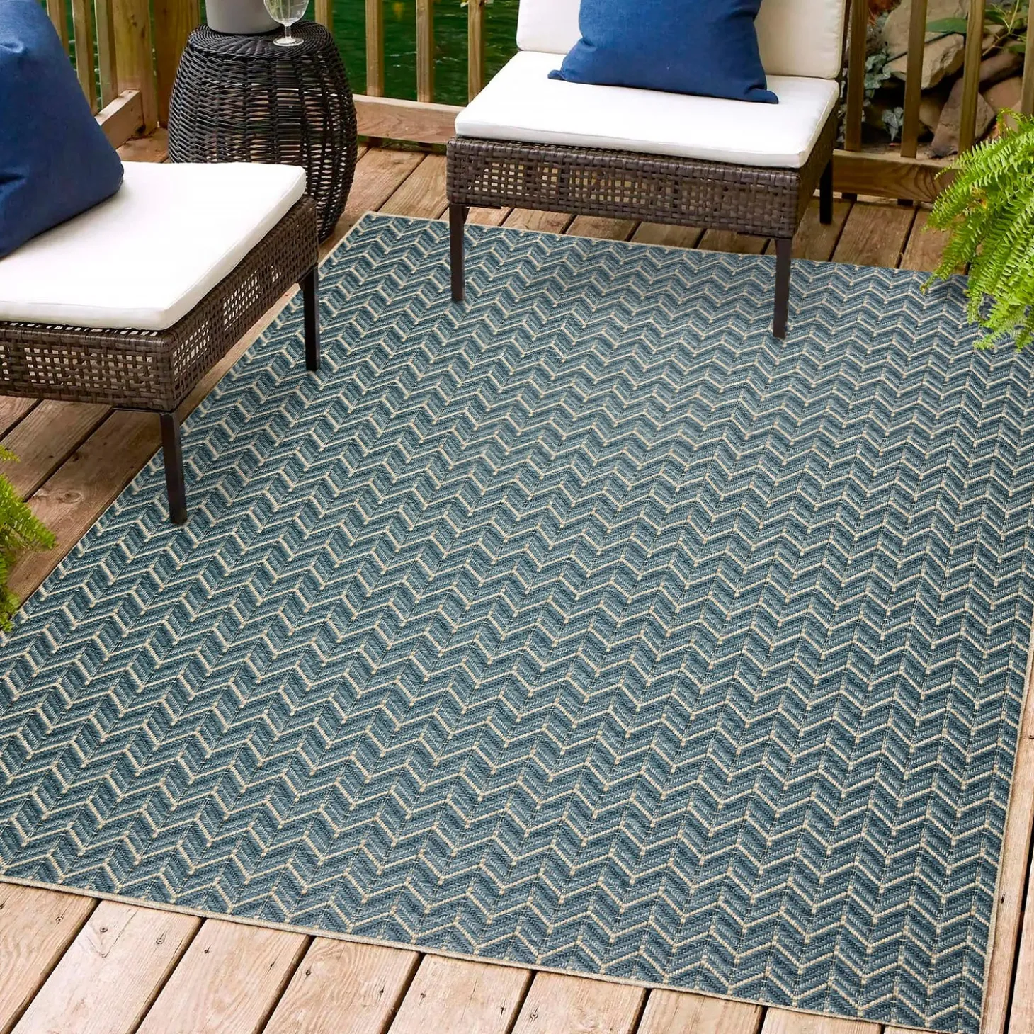 Area Rugs>Plow & Hearth Indoor/Outdoor Santa Anna Chevron Rug, 20" x 30"