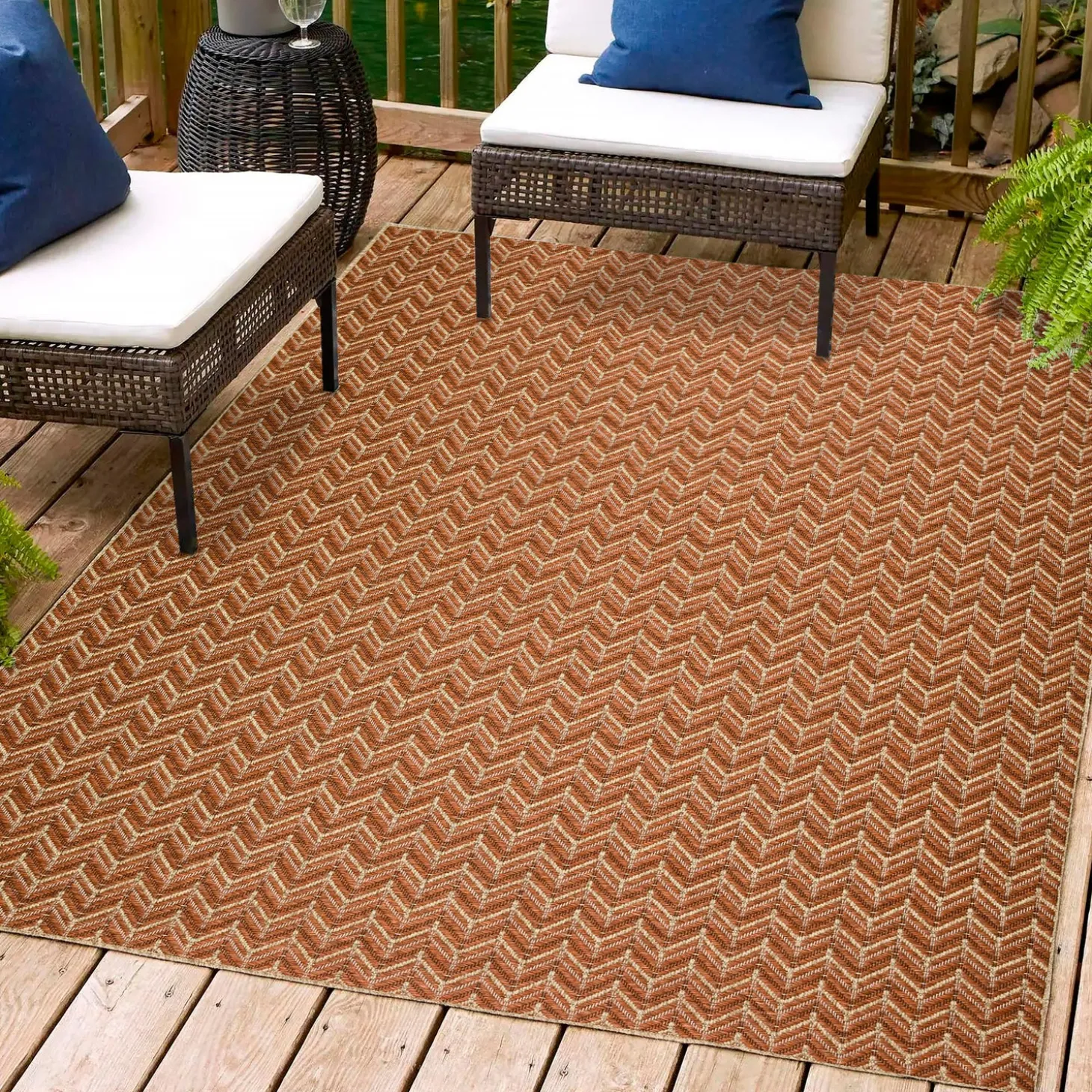 Area Rugs>Plow & Hearth Indoor/Outdoor Santa Anna Chevron Rug, 20" x 30"