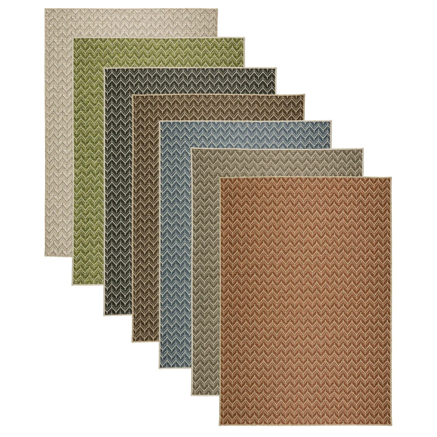 Area Rugs>Plow & Hearth Indoor/Outdoor Santa Anna Chevron Rug, 5'1" x 7'5"