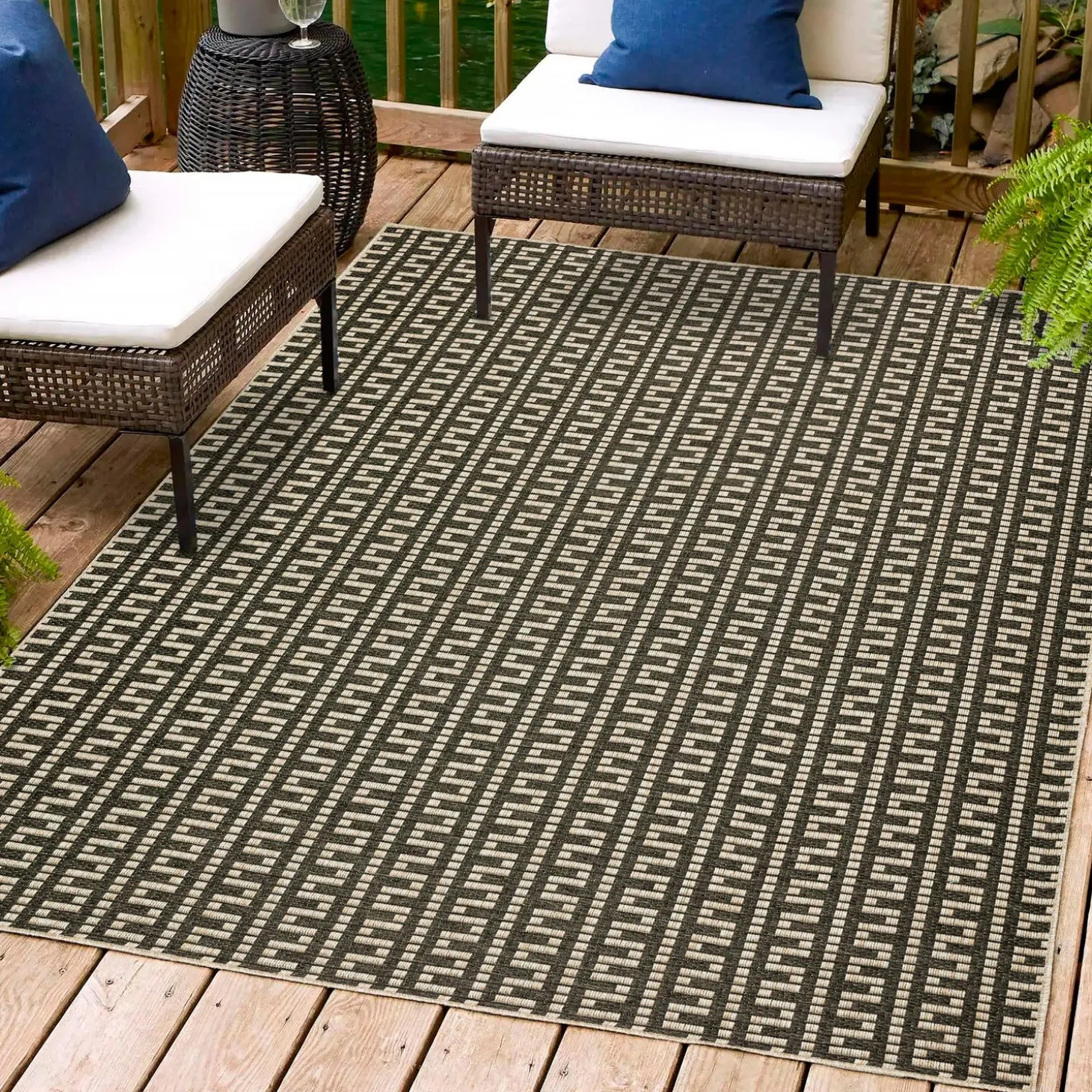 Area Rugs>Plow & Hearth Indoor/Outdoor Santa Anna Chevron Rug, 2'3" x 7'5" Runner