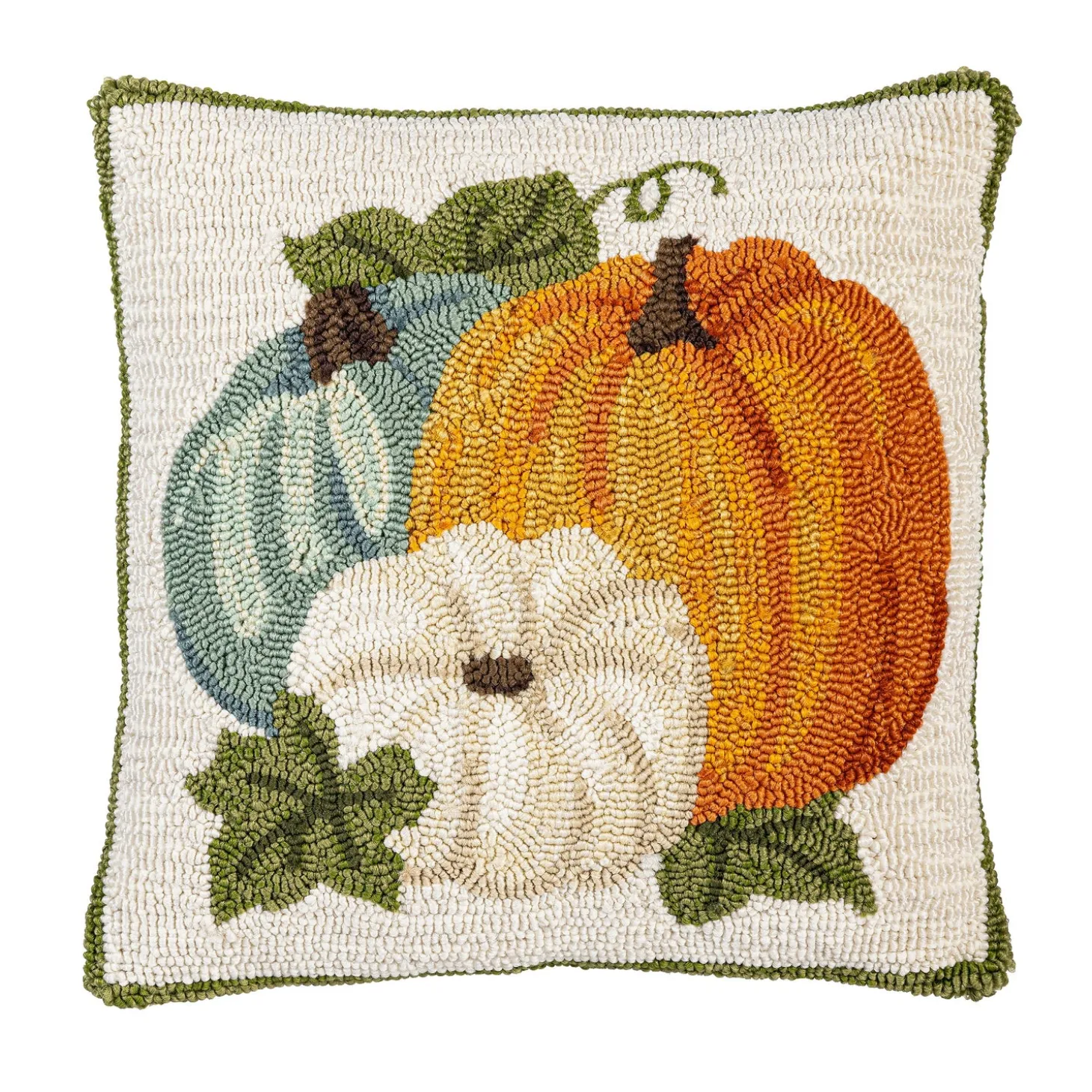 Outdoor Throw Pillows | Decorative Pillows>Plow & Hearth Indoor/Outdoor Shaped Pumpkins Hooked Polypropylene Throw Pillow 18"x18"
