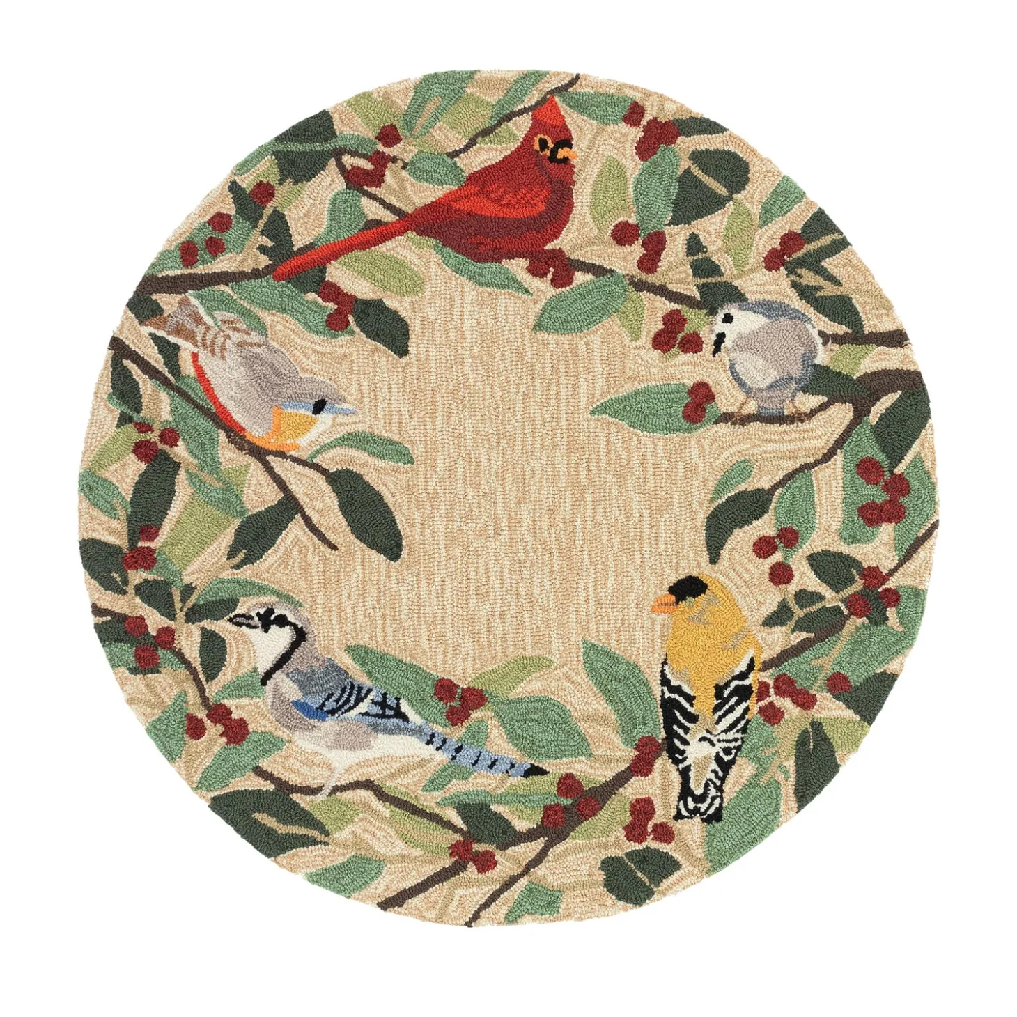 Area Rugs>Plow & Hearth Indoor/Outdoor Synthetic Blend Birds Border Runner, 24" x 60"