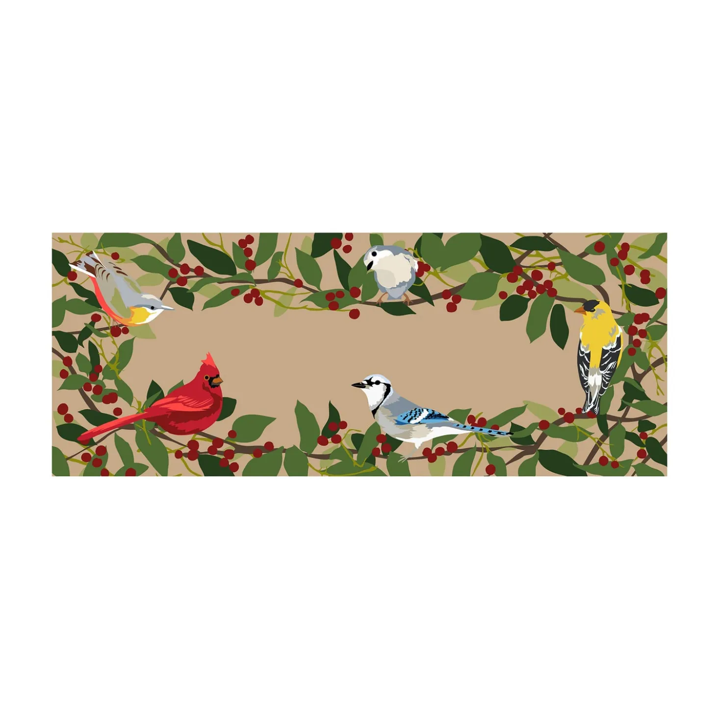 Area Rugs>Plow & Hearth Indoor/Outdoor Synthetic Blend Birds Border Runner, 24" x 60"