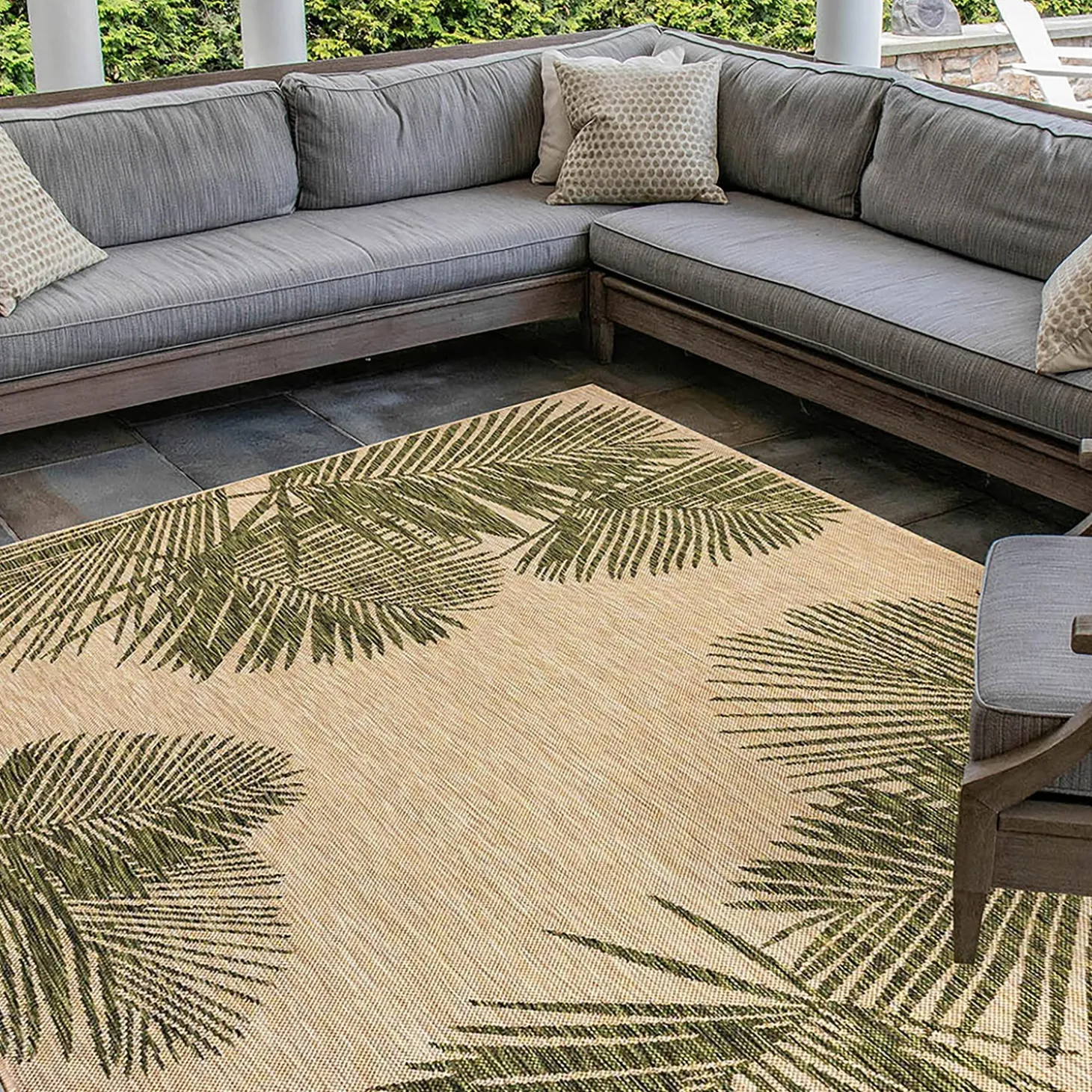Area Rugs>Plow & Hearth Indoor/Outdoor Textured Palms Polypropylene Rug, 7'10" x 9'10"