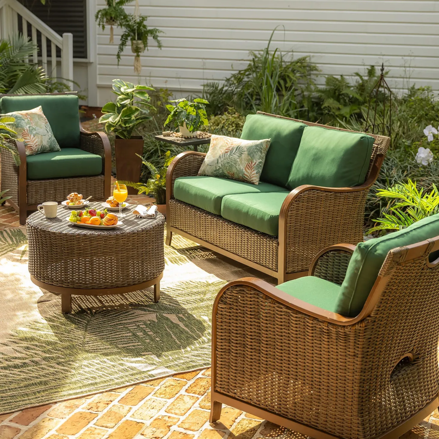 Area Rugs>Plow & Hearth Indoor/Outdoor Textured Palms Polypropylene Rug, 7'10" x 9'10"