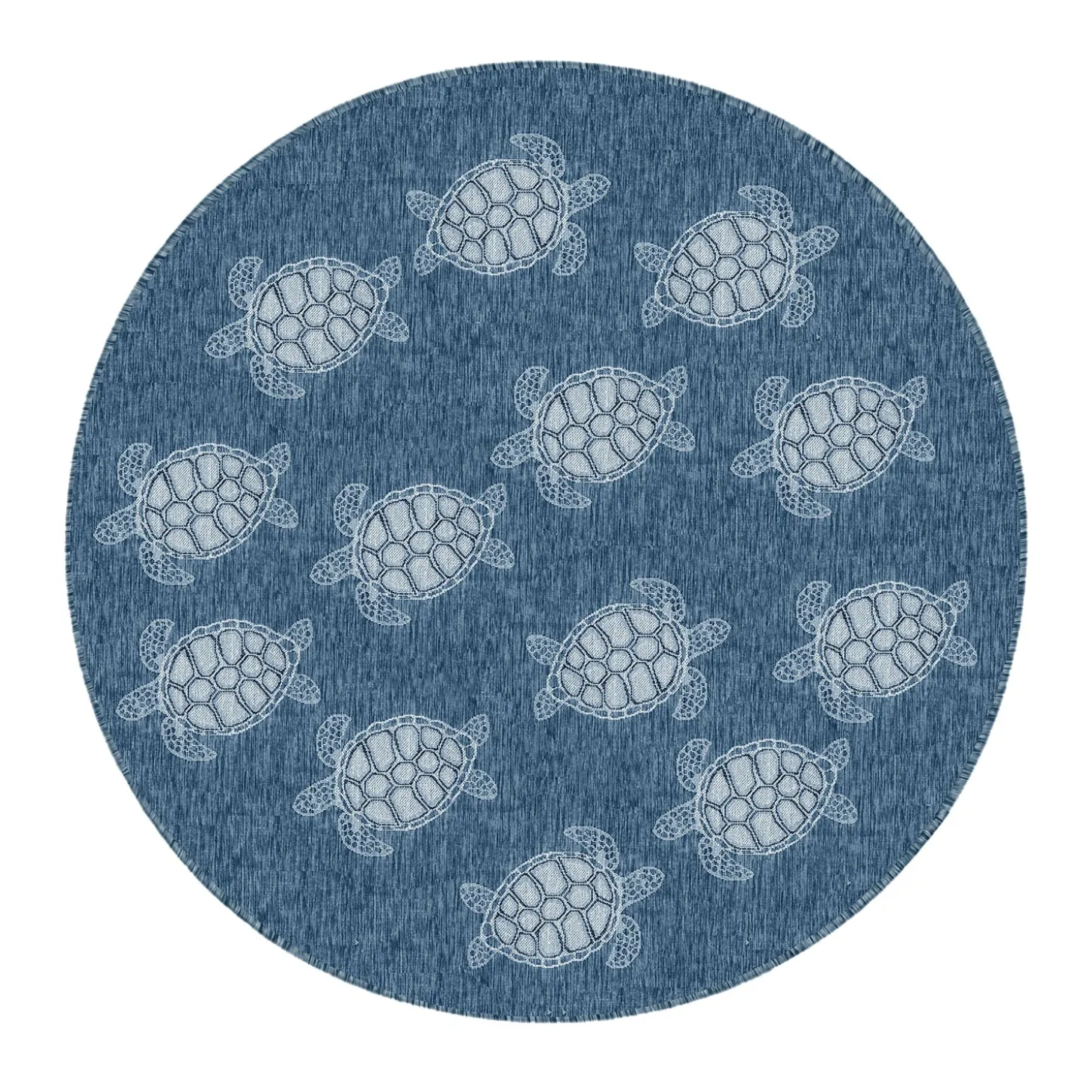 Area Rugs>Plow & Hearth Indoor/Outdoor Textured Sea Turtles Polypropylene Rug, 7'10" Round