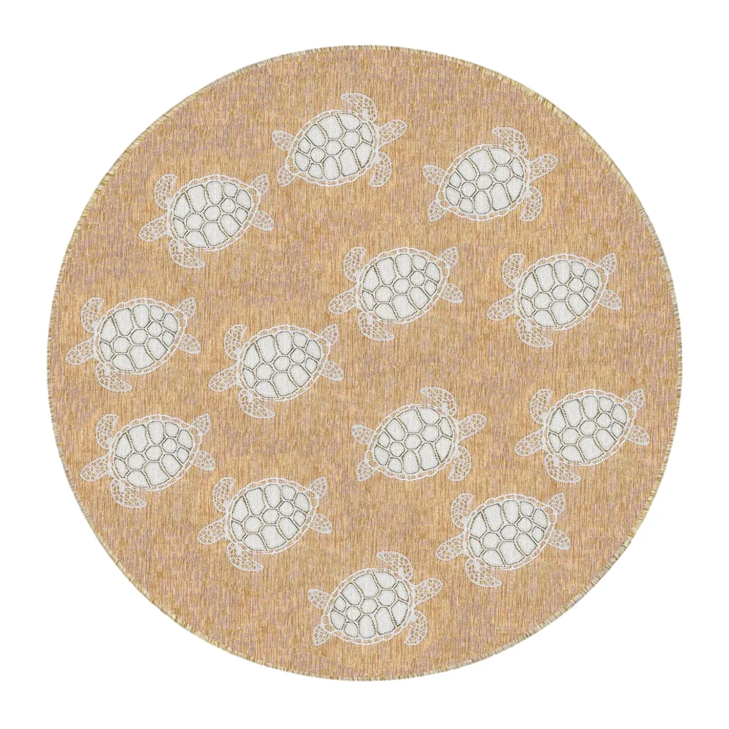 Area Rugs>Plow & Hearth Indoor/Outdoor Textured Sea Turtles Polypropylene Rug, 7'10" Round