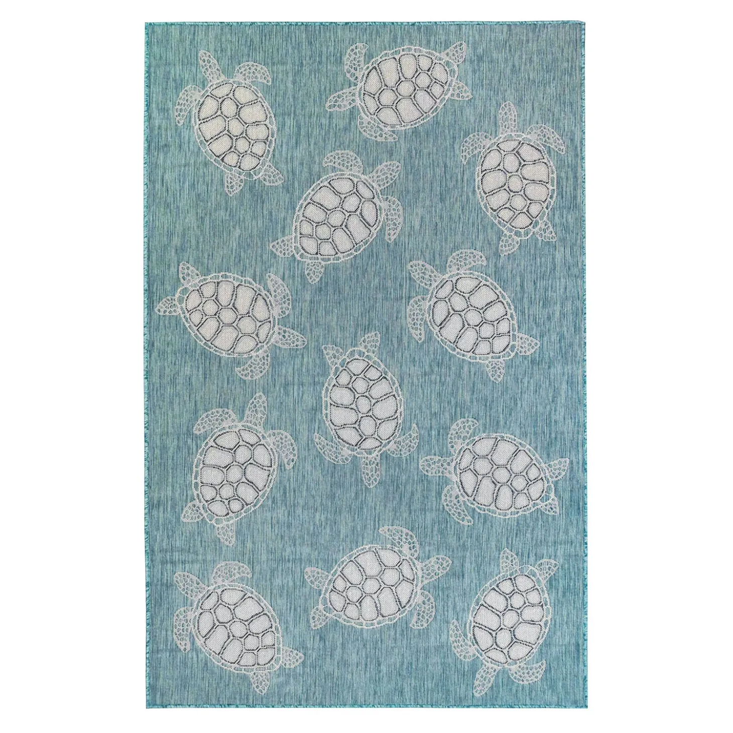 Area Rugs>Plow & Hearth Indoor/Outdoor Textured Sea Turtles Polypropylene Rug, 4'10" x 7'6"