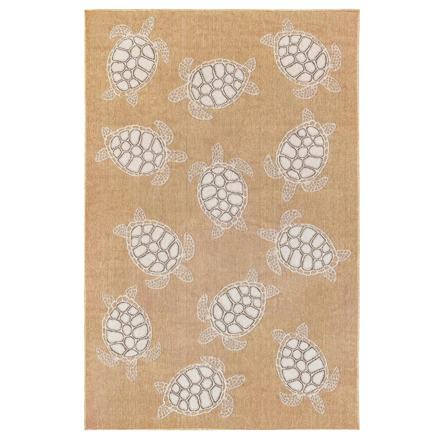 Area Rugs>Plow & Hearth Indoor/Outdoor Textured Sea Turtles Polypropylene Rug, 4'10" x 7'6"