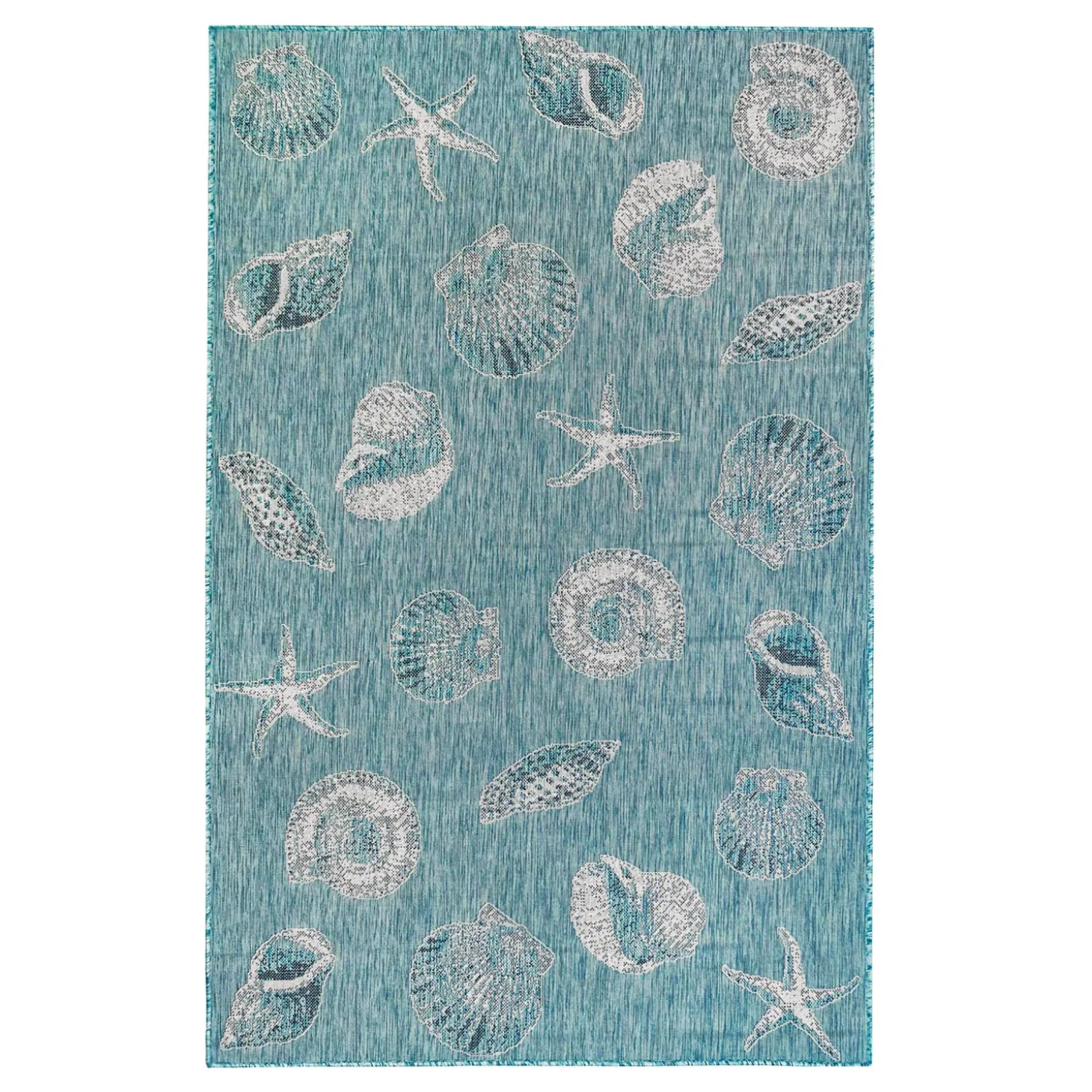Area Rugs>Plow & Hearth Indoor/Outdoor Textured Shells Polypropylene Rug, 4'10" x 7'6"
