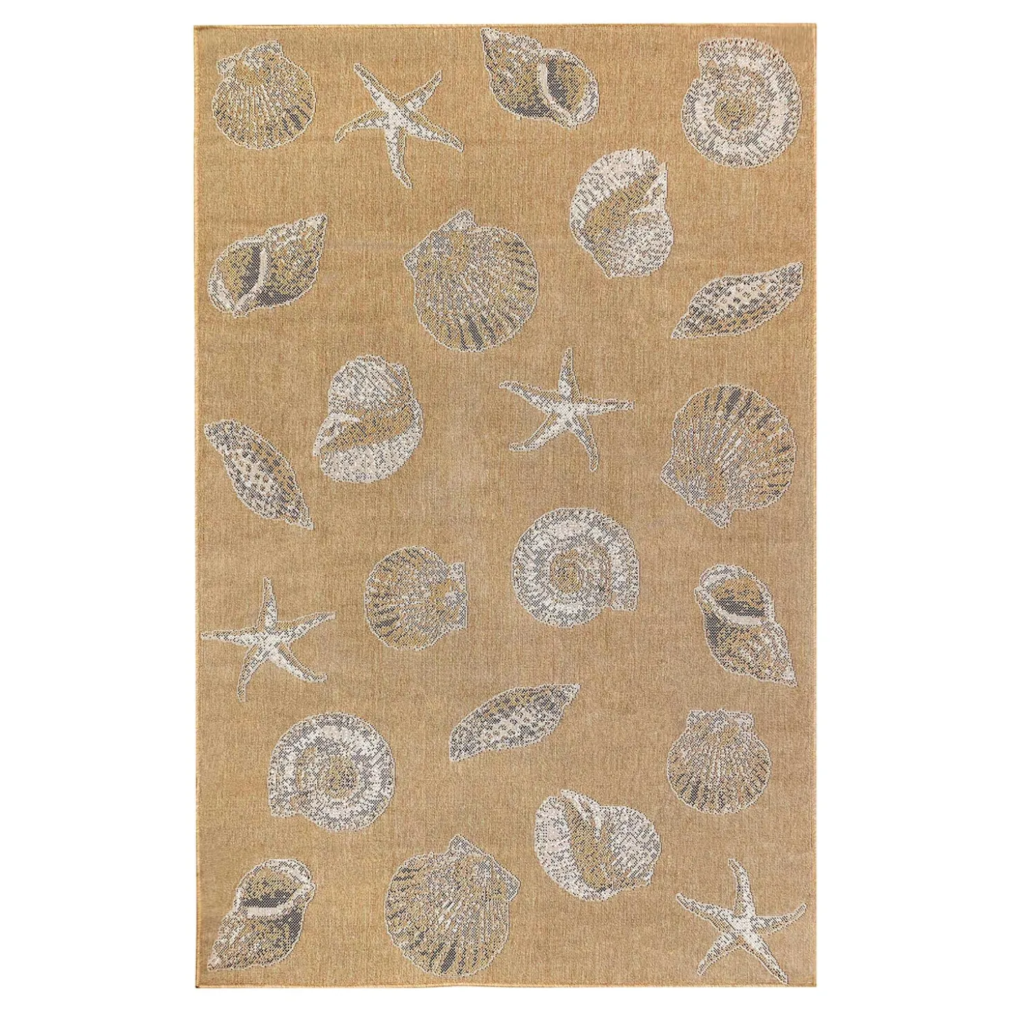 Area Rugs>Plow & Hearth Indoor/Outdoor Textured Shells Polypropylene Rug, 4'10" x 7'6"