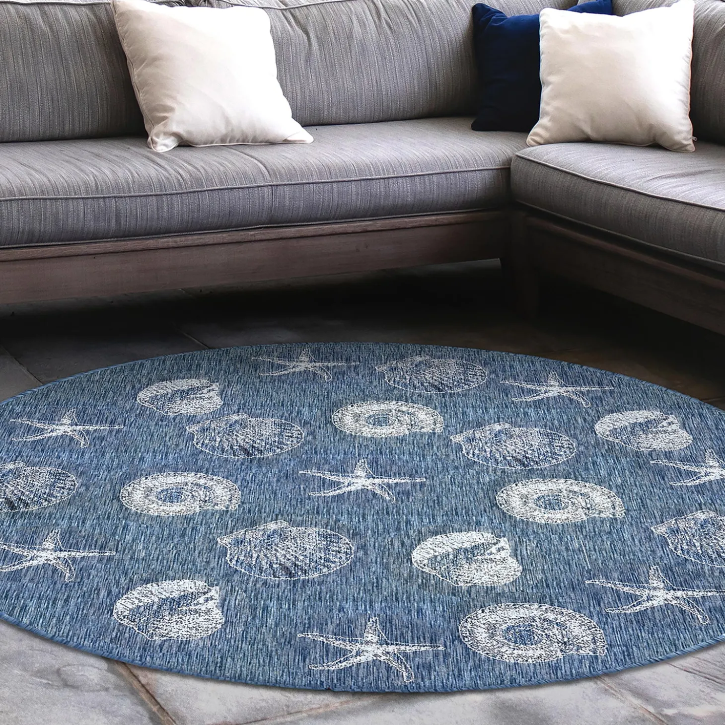 Area Rugs>Plow & Hearth Indoor/Outdoor Textured Shells Polypropylene Rug, 6'6" x 9'4"